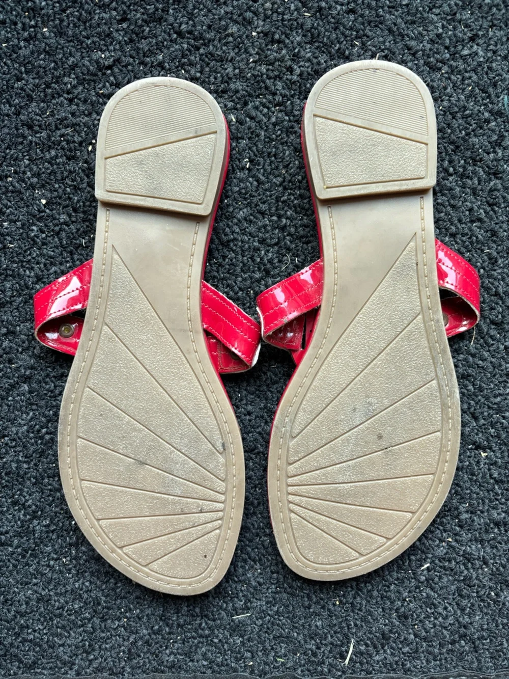 Tory Burch Red Logo Cutout Thong Sandals